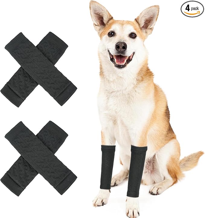 ROZKITCH 4 PCS Dog Sleeve to Prevent Licking, Lick Sleeve for Front Leg, Dog Leg Covers to Prevent Licking, Good for Tired Joint