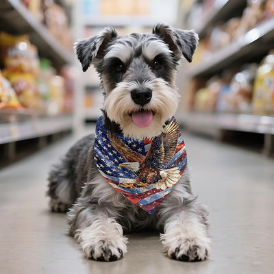KEIAHUAN Dog Bandanas 4th of July Patriotic Dog Bandana Bald Eagle American Flag Triangle Reversible Pet Kerchief Adjustable Bib Puppy Handkerchief for Small Medium Large Dogs