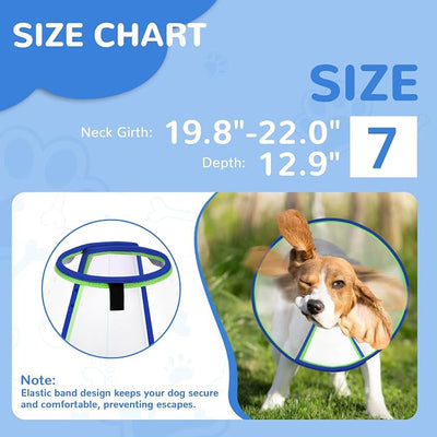Soft Dog Cone Collar for Dogs After Surgery, Transparent Cone for Dogs to Stop Licking, Breathable Dog Neck Cone for Small Medium Large Dog, Adjustable Elizabethan Pet Recovery Collar (Blue, Size 7)
