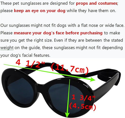 G009 Dog Pet Costume Prop Oval Sunglasses Small to Medium Breeds 15-25lbs Black