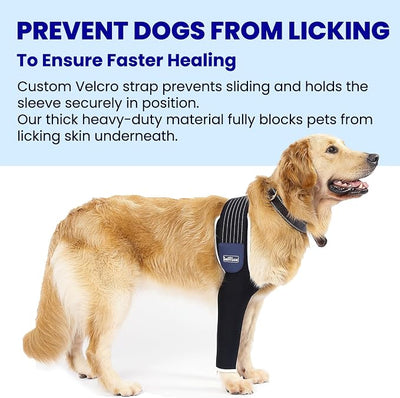 Dog Leg Sleeve, Medical Dog Cone Alternative, Shoulder Protect Sleeve for Dogs with Strechy Adjustable Elastic Band, for Hot Spots, Wounds, Bandages, Prevent Licking Elbow Brace Protector | Prevent Licking Ensure Faster Recovery, Cone Alternative, Brea...