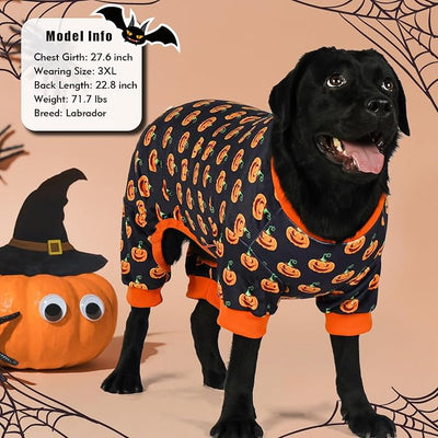 KYEESE Halloween Dog Pajamas for Large Dogs Boy Girl 4 Legs Doggie Jammies Adorable Pumpkin Dog Pjs Pet Onesie Stretchable Festival Doggy Clothes Halloween Costumes,XXX-Large