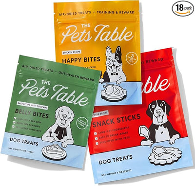 The Pets Table Air-Dried Healthy Dog Treats Multipack, Lamb 8-Ounce + Chicken 5-Ounce + Beef, 5-Ounce (Pack of 3)