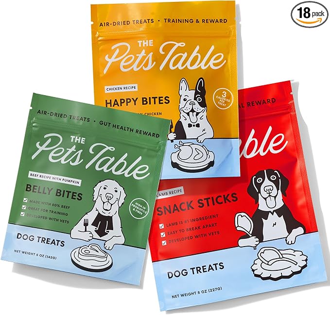 The Pets Table Air-Dried Healthy Dog Treats Multipack, Lamb 8-Ounce + Chicken 5-Ounce + Beef, 5-Ounce (Pack of 3)
