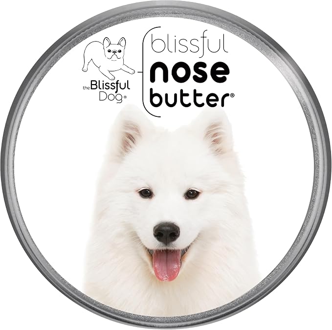 The Blissful Dog Samoyed Nose Butter for Dry, Cracked Skin, Lick-Safe Dog Nose Balm with Moisturizing Shea Butter, Almond, Olive, and Essential Oils, Pet Supplies, Uncented, 8 oz.