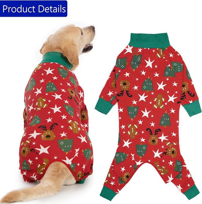 kzrfojy Dog Christmas Pajamas Dog Recovery Suit for Dogs After Surgery Female Male Medium Large Neuter Spay Onesie Prevent Licking Surgical Wound Cone Alternative