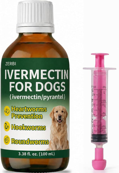 Ivermectin for Dogs, Digestive Health & Vitality Support, Safe for Puppies & Dogs, 3.38 oz