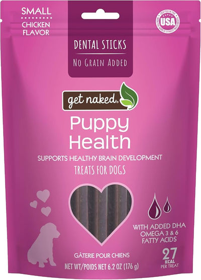 Get Naked Grain Free 1 Pouch 6.2 Oz Puppy Health Dental Chew Sticks, Small