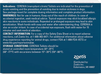 Cerenia (maropitant Citrate) for Dogs, 60 mg (Blue), 4 Tablets