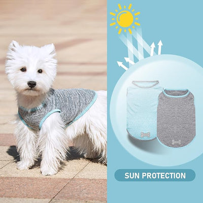 KYEESE 2Pack Dog Shirt, Lightweight Sun Protection Sleeveless Dog T Shirts for Large Dogs Boy, Breathable Pet Reflective Tank Top Summer Dogs Clothes for Outdoor Walking, Grey+Sky Blue, 3XL