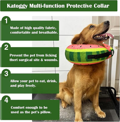 Inflatable Dog Cone Collar for After Surgery, Soft Adjustable Blow up Donut E-Collar for Small Medium Large Dog and Cats