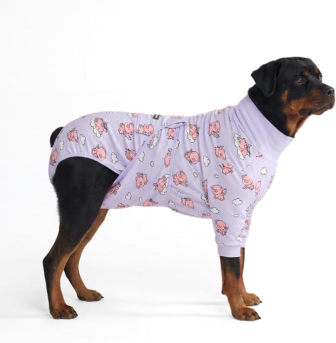 Spark Paws Dog Surgery Recovery Suit – Dog Recovery Suit After Surgery, Anti-Lick Dog Onesie, Abdominal Wound Protector, Soft Cone Alternative for Spay Neuter Male Female Pet Recovery - Pigs Fly - 4XL