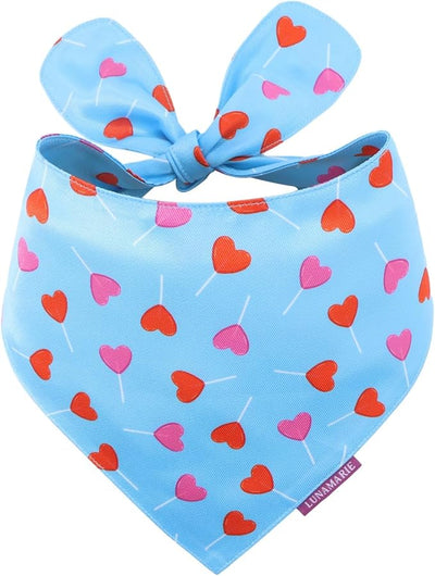 LunaMarie - Luxury Pet Birthday Bandanas -Premium & Silky Poly Fabric | 100% Handmade | Custom Shape Dual Layered (Rebel, Medium) (LoviePop, Large)