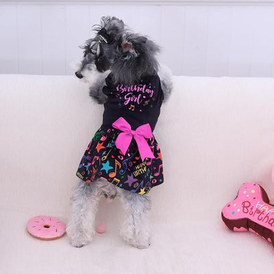 CuteBone Birthday Dog Dresses Velvet Holiday Small Dogs Clothes Onesie Pet Apparel Girl Puppy Skirt with Bow Hair Rope