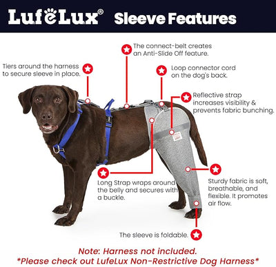 Dog Leg Sleeve for Stop Licking & Post-Surgery Recovery | Protects Injured Rear Legs from Excessive Licking & Scratching | Cone Alternative with Breathable Fabric | Easy to Use (Grey, Large)