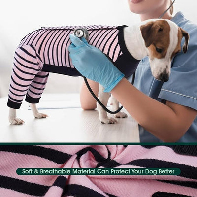 Kuoser Dog Recovery Suit with Anti Licking Rear Leg Sleeve, Pink 2XL | Abdominal Dog Surgical Suit with Pants Cover Protect Wounds, Dogs Elbow Protector Soft Pet Surgery Onesie Cone Alternative