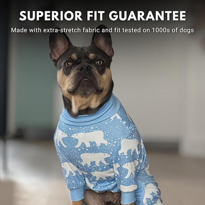 Spark Paws Dog Pajama, Dog Recovery Suit Male, Onesie, Ultra-Soft and 4-Way Stretch, for Small Medium and Large Breeds - Snowy Polar Bear - XL