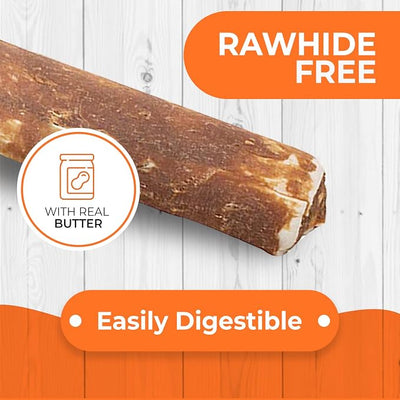 Canine Naturals Peanut Butter Chew - 100% Rawhide Free Dog Treats - Made with Real Peanut Butter - All-Natural and Easily Digestible - 5 Pack of 7 Inch Large Rolls for Dogs 50-75lb
