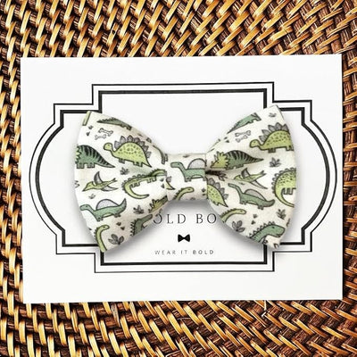 Detachable Dog Bow Tie, Slide-On Pet Bowtie for Collars, Stylish Durable Dog Lover Accessory Small, Medium & Large Dogs (Green Dino, Small (3.5in Wide))
