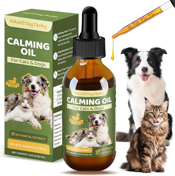 Calming Oil for Dogs & Cats, Relief Stress for Dogs, Reduces Conflict Between Cats Effective Anxiety Relief for Cats 60ml (A)