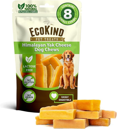 EcoKind Himalayan Yak Cheese Dog Chew, All Natural Premium Dog Treats, Healthy & Safe for Dogs, Long Lasting, Treats for Dogs, Easily Digestible, for All Breeds & Sizes (Small, 8-Pack)