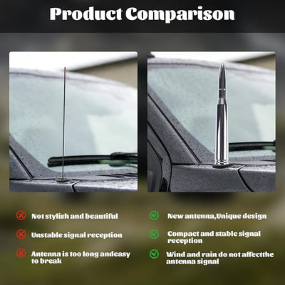 Famobay Chrome Stubby Bullet Antenna Car Truck Antenna Chevy Silverado & GMC Sierra Trucks Heavy Duty Pickup Trucks Accessories（5.5inch Chrome）