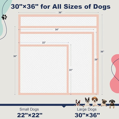 Puppy Pads Extra Large 30"×36" - 25 Count, XL Pee Pads for Dogs, Unscented Pink Dog Pads, Super Absorbent & Leak-Proof Potty Pads for Doggies