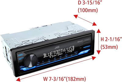JVC KD-SX27BT Car Stereo with Bluetooth, 100W Digital Media Receiver, 1.5A USB, Single DIN Head Unit with AM/FM Radio & AUX-in, iOS/Android JVC Remote App, 13-Band EQ, Dual Phone Connection