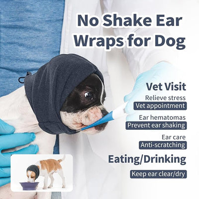 Nanaki Soft Dog Calming Hoodie Anxiety Relief Dog Ear Muffs Noise Protection Doggy Head Wrap Hematoma Fireworks Doggy Ear Cover for Bath Blow Drying Pet Head Cover Noise Cancelling Sleep Help Headband