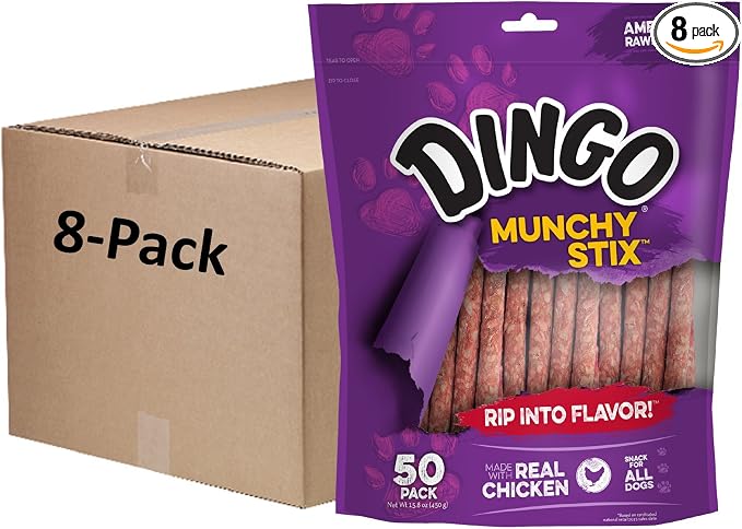 Dingo Munchy Stix, Made with Real Chicken, 50Count, 8 Pack