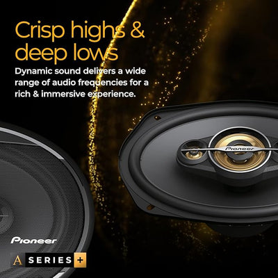Pioneer A-Series Plus TS-A1681F 6.5” 4-Way Speakers (Pair) – 350W Max, Balanced Sound + Smooth Treble, Enhanced Bass, Ideal Factory Upgrade, Installation Adaptors Included