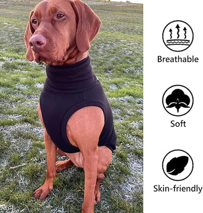 Sweatshirt for Vizsla/Weimaraner/Poodle/Dalmatian/German Dog, Reflective Sleeveless Warm Cotton Clothes for Big Dogs (Black, XX-Large(Chest 29'', Back 24.5''))