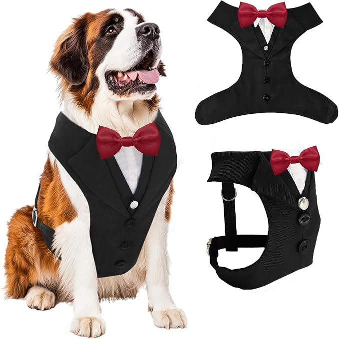 AVERYDAY Dog Tuxedo for Wedding Outfit, Dog Suit and Tie Costumes for Birthday, Halloween, Cosplay, Christmas Party, Pet Formal Wear with Bowtie, Tux for Medium Large Dogs, Bulldog, Labrador, Husky