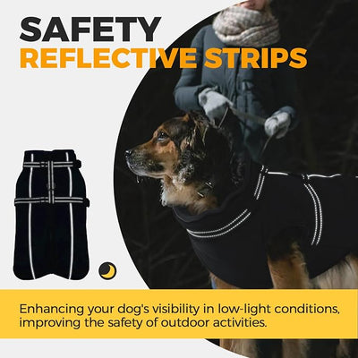 Lelepet Waterproof Dog Jacket with Harness Built in Warm Dog Winter Coat, Reflective Jacket Fleece Jacket, Dogs Coats for Small Dogs, Cozy Thermal Pet Snowsuit for Cold Weather, Shih Tzu, Black, S