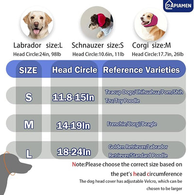 Dog Ear Covers,Dog Ear Muffs Noise Protection,No Flap Ear Wrap for Dogs Hematoma Recovery,Adjustable Calming Hoodie Shower Cap for Grooming,Bathing,Swimming & Anxiety Relief(Blue,L)