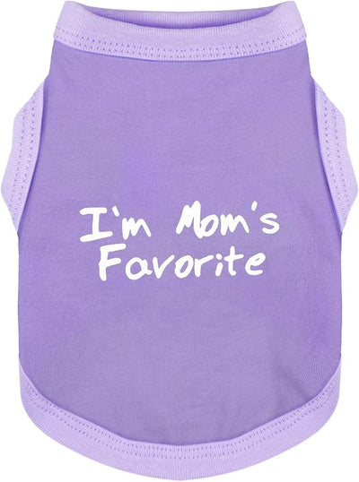 Cozy Sleeveless Canine Wear Dog Clothes, Soft, Lightweight, and Breathable Cotton Dog Shirt with I'm Mom's Favorite Print.Vest Tank Top Ideal for Small, Medium, and Large Breeds Light Purple 2XL