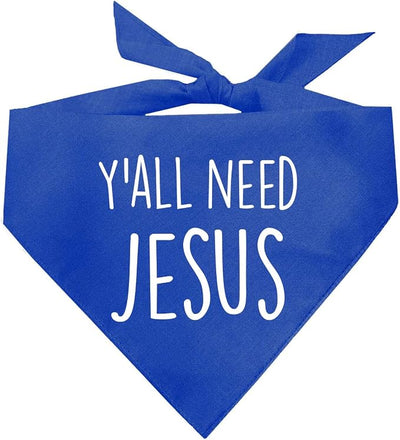 Y'all Need Jesus Christmas Easter Religious Dog Bandana (159 Royal, X-Small)