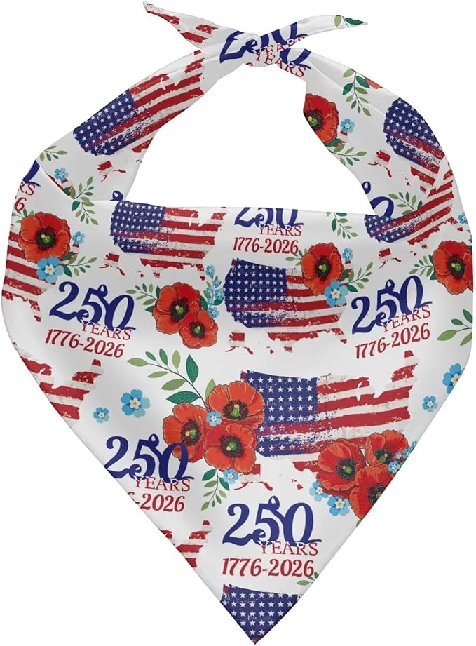 KEIAHUAN Dog Bandana for Small Medium Large Dogs 250 Years Anniversary USA Dog Triangle Bibs Scarf Cat Dog Kerchief Pet Costume Accessories Decor