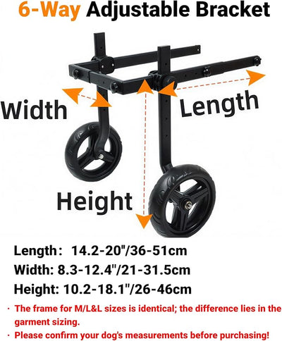 Adjustable Medium Dog Wheelchair for Back Legs, Upgraded Wheel, Disabled Pets, Leg Brace, Mobility Aid for Medium Pets, Hind Limb Rehabilitation, Older, Disabled (L(Chest 25.2-30.7in))