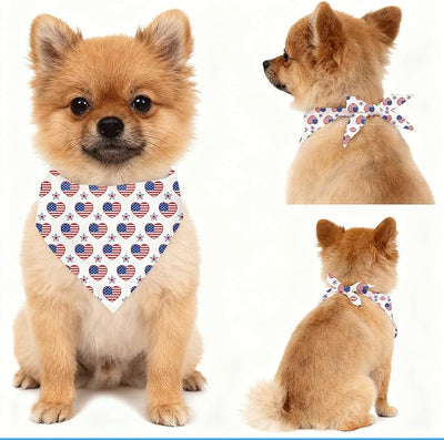 4th of July Dog Bandana, Patriotic Balloon Pet Triangle Scarf for Independence Day Party Outfit, American Flag Neckerchief for Small Medium Dogs, Independence Day Puppy Gift