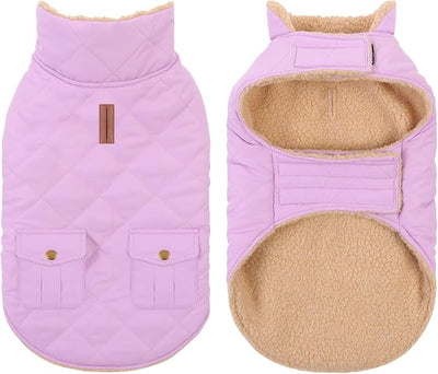 Large Dog Winter Jacket, Pet Warm Windproof Coat Dogs Cold Weather Coats Snow Jacket Pets Clothes, Golden Retriever, Labrador Retriever, Husky, Lilac L