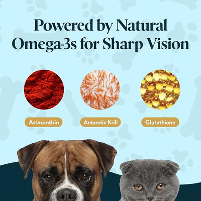 OcluVet Vision Chews Eye Supplements for Dogs & Cats, Natural Chicken Flavor, Contains Omega 3, Lutein, Antioxidants, & More, Cat & Dog Eye Supplements, No Preservatives, Made in USA, 1 Bag, 30 Chews