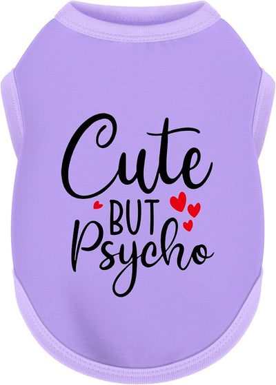Stylish Dog Clothes: Expressive Cotton Puppy Shirt Vest for Small and Medium Dogs, Featuring 'Cute but Psycho' Slogan Print - Perfect for Showing Off Your Pet's Unique Style! Purple 3XL