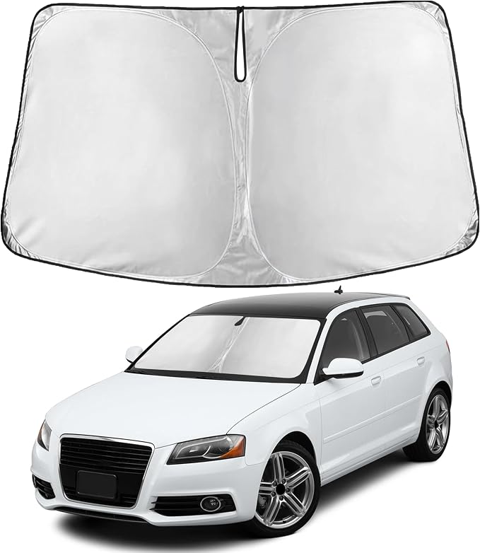 EcoNour Windshield Sunshade Compatible for Audi A3 2006-2011 2012 2013, Sun Visor for Front Windshield & Window Sun Shade Cover, UV Heat Blocker & Protector, Car Accessories