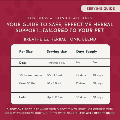Animal Essentials Breathe EZ Herbal Supplement for Dogs & Cats, 2 fl oz - Supports Clear, Healthy Respiration-Breathing