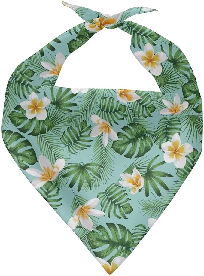 KEIAHUAN Tropical Flowers Dog Bandanas Reversible Triangle Pet Scarf Adjustable Kerchief Holiday Scarves for Small Medium Dog Boy Girl Pets