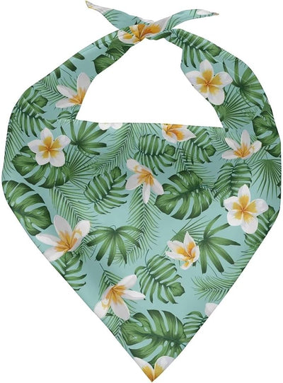 KEIAHUAN Tropical Flowers Dog Bandanas Reversible Triangle Pet Scarf Adjustable Kerchief Holiday Scarves for Small Medium Dog Boy Girl Pets