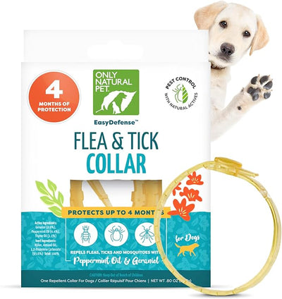 Only Natural Pet EasyDefense Flea & Tick Dog Collar - Canine Flea Control Collars - One Size Fits All - Pet Care that Protects up to 4 Months - for Dogs (Single Collar)