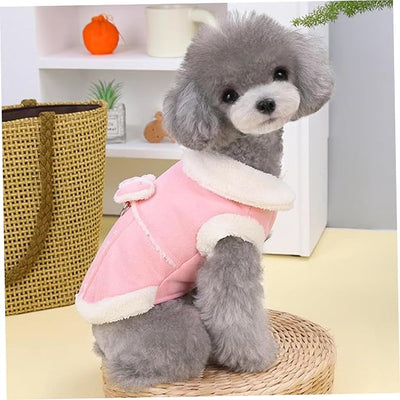 Fleece Vest with Bow and D-Ring Cute Dog Jacket for Winter Dog Supplies (XS)