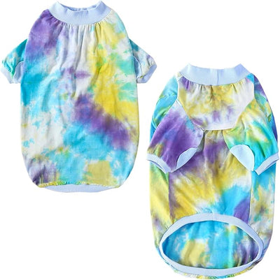 Tie Dye Dog Clothes for Extra Large Dogs Breathable Cotton Dog Shirt Dog Pajamas Big Dogs Boy Girl Blue 2XL